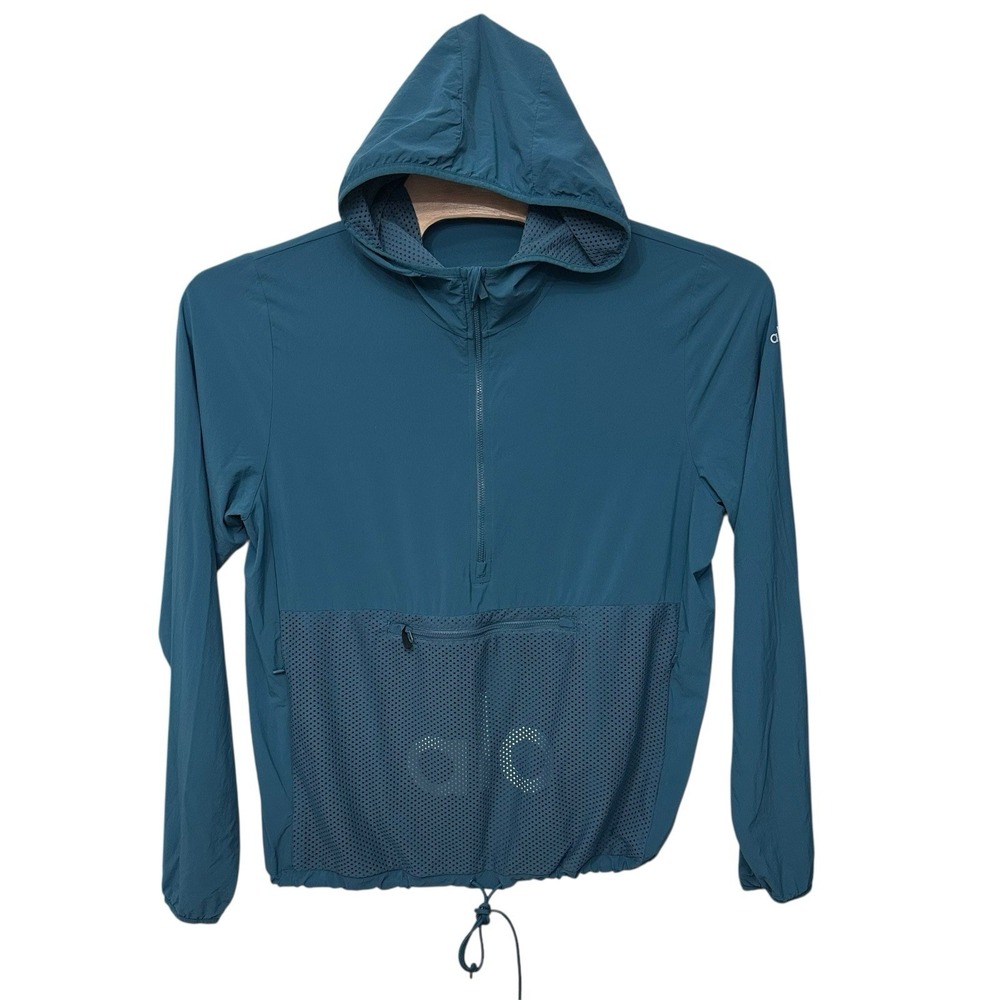 ALO Yoga Airwave Windbreaker Hoodie Men's‎ Size Large Green EUC
